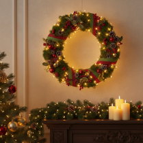 Article Couronne décorative en rotin blanchi, pour une décoration créative, 50 cm