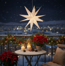 Article Étoile décorative à LED, blanc chaud, pour extérieur, avec minuterie, 40 cm