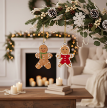 Article Ornements décoratifs en pain d'épice pour sapin de Noël, 6 cm, lot de 12