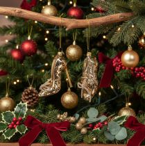 Article Ornement en verre en forme de chaussure à motif léopard, décoration pour sapin de Noël, 13 cm, lot de 2