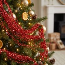 Article Lametta ondulé scintillant rouge 50 cm pour décoration de Noël