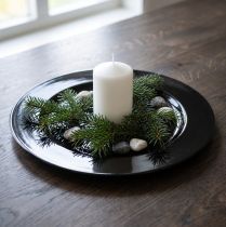 Article Assiette décorative plate noire en plastique brillant Ø28cm H2cm