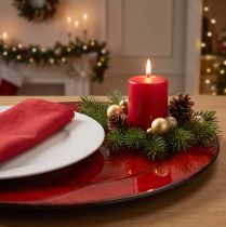 Article Assiette décorative plastique Ø28cm rouge-noir