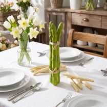 Article Légume Artificiel Vert Asperge Décorative L22cm Ø1,5cm 3pcs