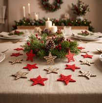 Article Poinsettias à disperser rouge, bois naturel 4cm 72 pcs