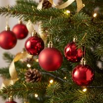 Article Boule de Noël en plastique rouge Ø6cm 12 pcs