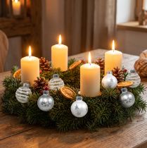 Article Mini boules de Noël blanc, argent verre véritable Ø3cm 9 pcs