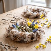 Article Guirlande de plumes déco plumes nature déco Pâques Ø15cm 4pcs