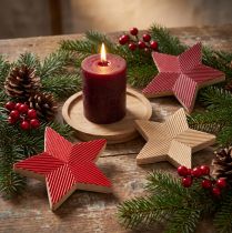 Article Poinsettias étoiles en bois cannelé rouge naturel 11cm 3pcs