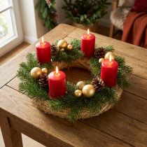 Article Couronne de paille 25/4 cm, lot de 10 - Couronne naturelle pour l'Avent, la porte ou la décoration de table