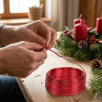 Article Fil d'aluminium rouge Ø2 mm 500 g 60 m - Fil pour bijoux, loisirs créatifs, décoration florale et travaux manuels