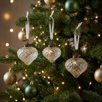Article Décorations de Noël décoration en verre oignon diamant clair Ø5,5cm 9 pcs