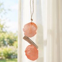 Article Cintre décoration maritime coquillages Capiz bois flotté orange naturel 35cm
