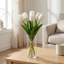 Article Tulipes Blanches Décoration Real Touch Fleurs Artificielles Printemps 49cm 5 pcs