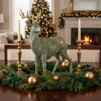Article Figurine de cerf décorative, debout, détaillée, 43 cm