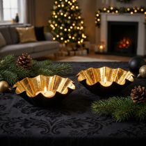 Article Porte-bougie chauffe-plat de Noël, moule à pâtisserie décoratif, noir et or, Ø10cm, 2 pièces