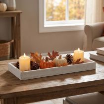 Article Plateau en bois plateau décoratif blanc shabby chic bois 35×15×3cm