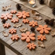 Article Décoration à disperser fleurs en bois fleurs orange été Ø2–6cm 20 pcs