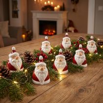 Article Figurine Père Noël en céramique, rouge et blanc, 6,4 cm – Décoration de Noël festive – 6 pcs