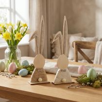 Article Lapins à paillettes lapins en bois décoration de table Pâques H36cm 2pcs