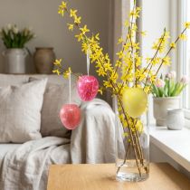 Article Support décoratif Oeufs de Pâques jaune/rose/rouge craquelé Ø8,5cm 3 pcs