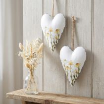 Article Coeurs en métal blanc à suspendre style campagnard 14 × 1,5 × 20 cm 2 pièces