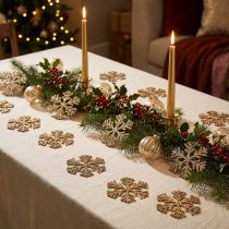 Article Décoration de Noël flocon de neige doré Ø4cm 48 pcs