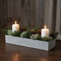 Article Bol décoratif carré gris 32cm x 10,5cm H5cm