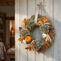 Article Couronne de porte naturelle Ø30cm Couronne de foin Couronne décorative pour la décoration de maison de campagne et de mariage