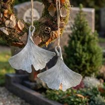 Article Décoration funéraire feuille de ginkgo à suspendre 10cm 3 pcs