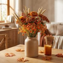 Article Gypsophile fleurs artificielles herbe de gypse orange L30cm 6 pièces en bouquet
