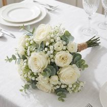Article Gypsophile fleurs artificielles herbe de gypse blanche L30cm 6 pièces en bouquet