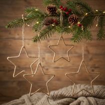 Article Étoiles décoratives en métal et jute 20 cm – Lot de 5