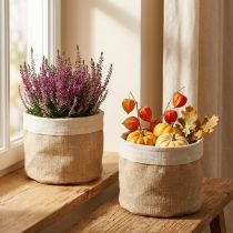 Article Jardinière Panier en Tissu de Jute Utensilo Naturel Ø21cm H19cm 3pcs