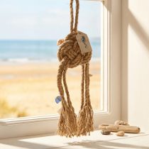 Article Décoration à suspendre décoration noeud en corde maritime avec coquillages Ø9cm 45cm