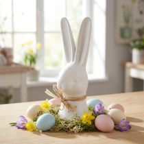 Article Décoration tête de lapin lapin de Pâques lapin blanc en céramique 17cm