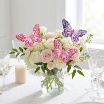 Article Papillons décoratifs sur plumes en fil violet rose 7×10cm 12 pcs