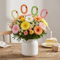 Article Bouchons numérotés anniversaire 0 bouchons fleurs bois 27,5cm 16 pcs