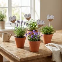 Article Bouchon de fleur coeur lilas style maison de campagne 7×0,5×7cm 12pcs