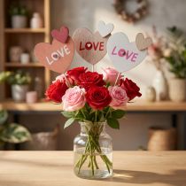 Article Bouchons de fleurs en bois Bouchons décoratifs Love 8×7,5cm 12 pcs