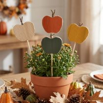 Article Tuteurs pour fleurs d'automne, décorations en bois en forme de pomme, 5 x 5,5 cm, lot de 8