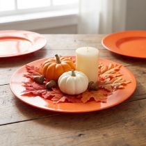 Article Assiettes en plastique orange – 28 cm – Idéales pour les fêtes et la décoration – Lot de 4