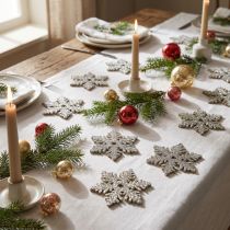 Article Bois de flocon de neige 4cm or clair avec mica 72 pcs