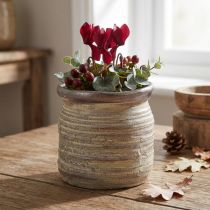 Article Pot en céramique vase décoratif gris métallisé marron 14×14cm