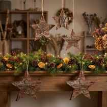 Article étoiles décoratives en écorce de pin à suspendre 15 cm naturel set de 4