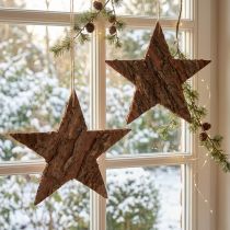 Article Étoiles décoratives en écorce de pin à suspendre 20 cm - Lot de 3