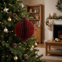 Article Décoration de Noël en papier rouge bordeaux 20 cm