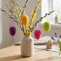 Article Oeufs de Pâques à suspendre Vert Jaune Rose Baies 11 cm 4 pièces