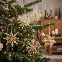Article Étoiles de Noël en paille Décorations pour sapin de Noël 8 cm 12 pièces