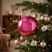 Article Boule de Noël en plastique grande boule de sapin de Noël rose Ø14cm